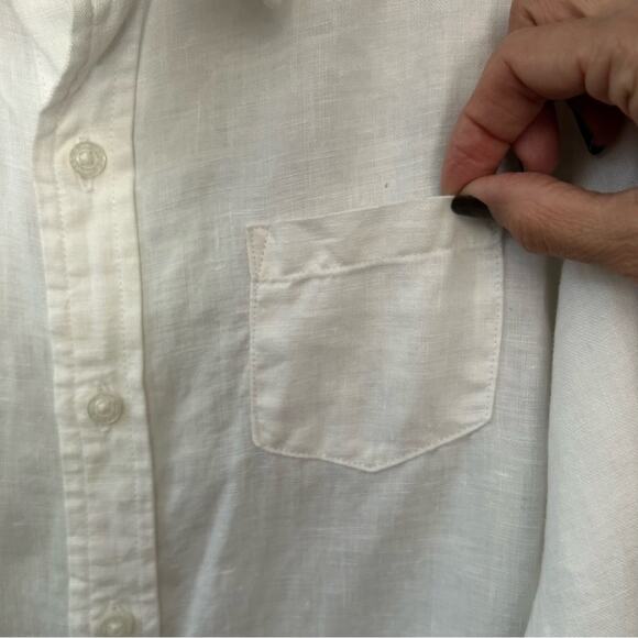 Janie and Jack 100% Linen, White Casual Button Down Shirt, Size 5 - Picture 4 of 9